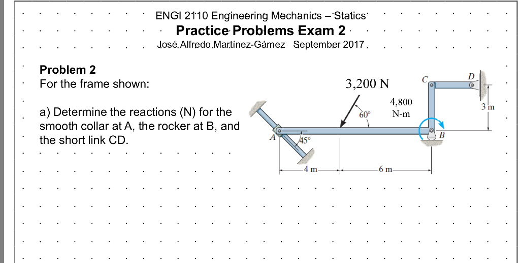 Solved: ENGI 2110 Engineering Mechanics- Statics Practice ... | Chegg.com