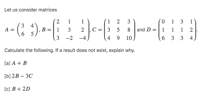 Solved Let us consider matrices 2 1 1 1 2 3 0 1 4 | Chegg.com