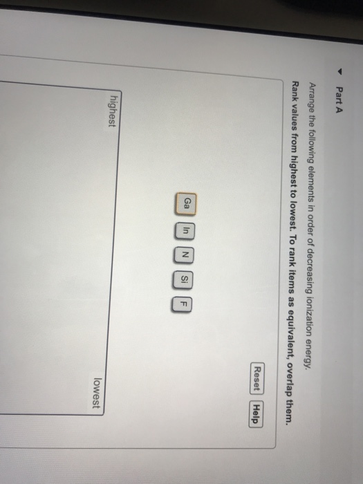 Solved -Part A Arrange the following elements in order of | Chegg.com