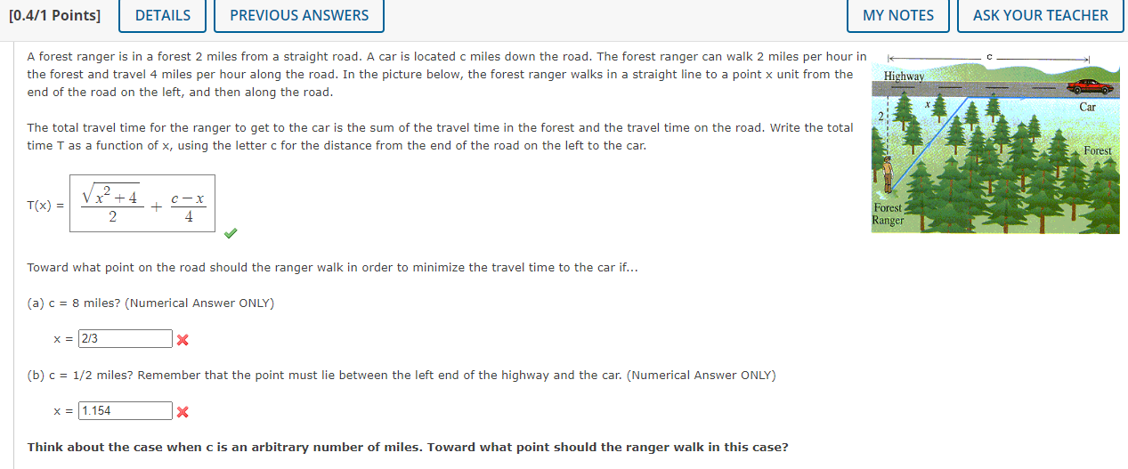 Solved A Forest Ranger Is In A Forest 2 Miles From A Chegg
