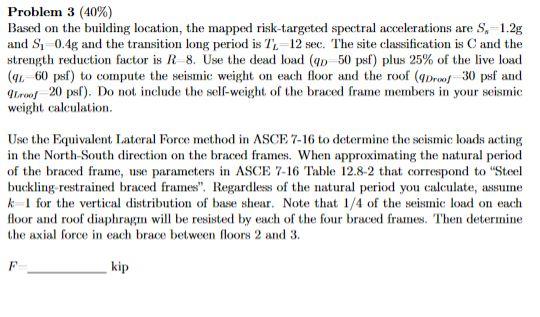 Solved The LLRS of the building (for wind and seisinic | Chegg.com