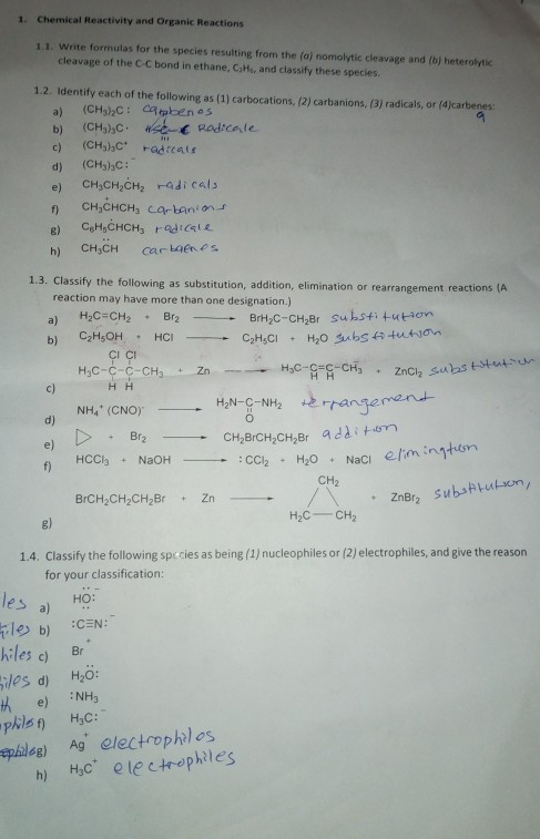 Solved H E Rity And Vanic Reactions W Of For The Ecs T He Chegg Com