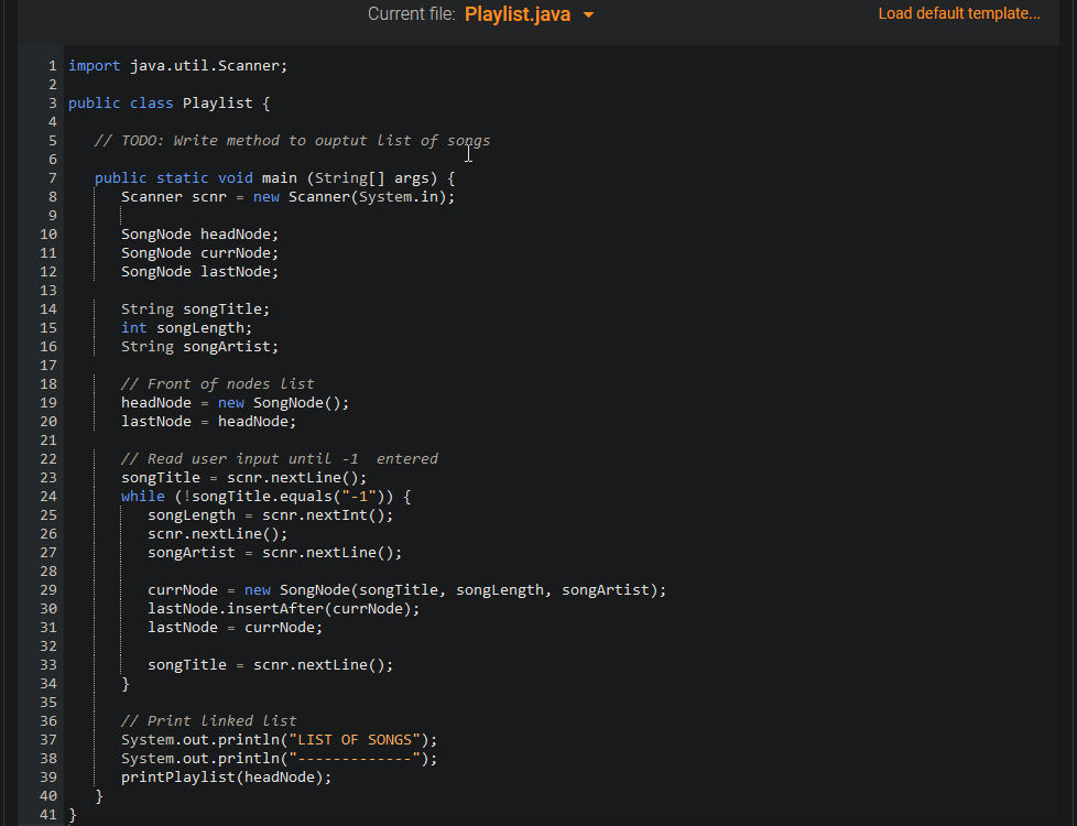 Solved 10.9 LAB: Playlist (output linked list) Given main(), | Chegg.com