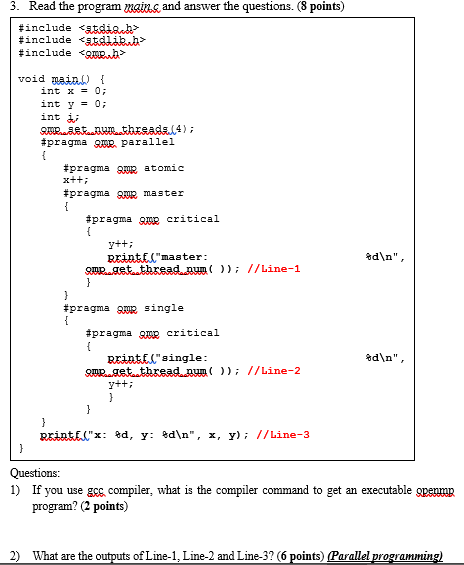 Solved 3. Read the program mains and answer the questions. | Chegg.com