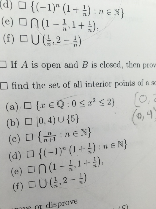 Solved If A Is Open And B Is Closed, Then Find The Set Of | Chegg.com