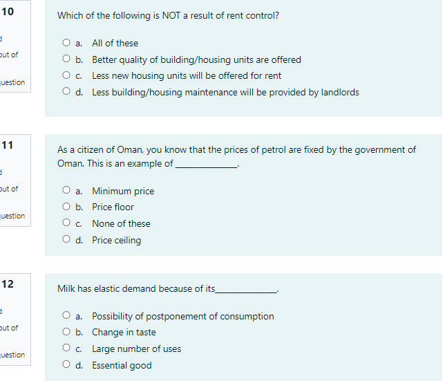 Solved 10 Which of the following is NOT a result of rent | Chegg.com