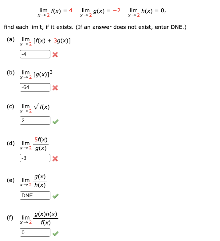 Solved Lim Fx 4 X2 Lim Gx 2 Lim Hx 0 X2 X 2 4892