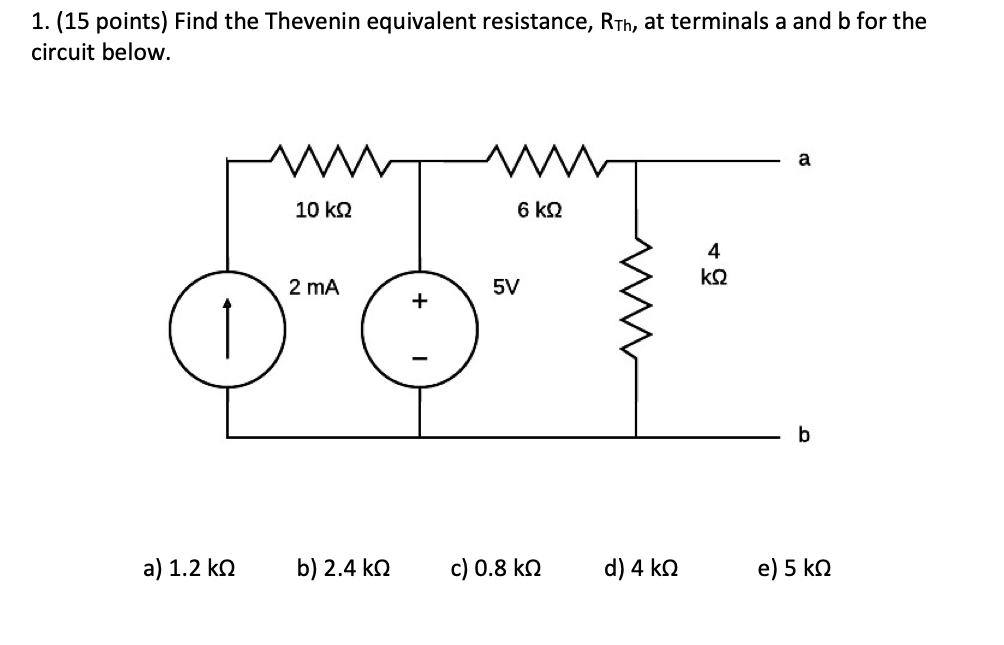 Solved 1. (15 points) Find the Thevenin equivalent | Chegg.com