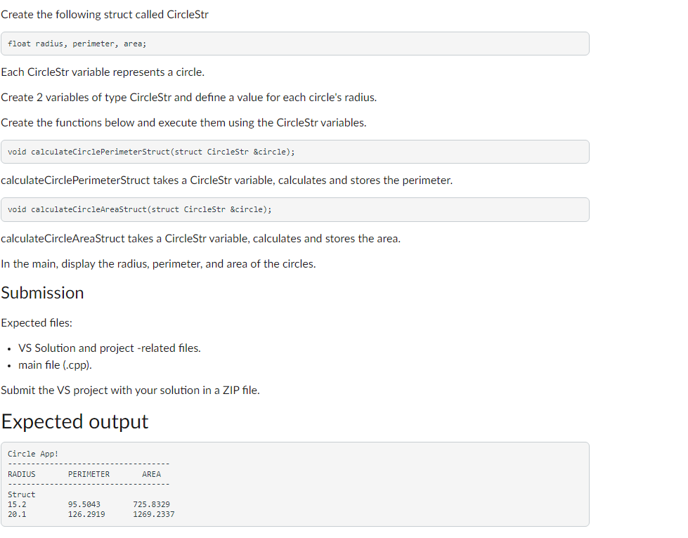 Solved Submission Expected Files: - VS Solution And Project | Chegg.com