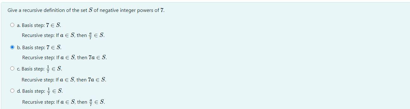 Solved Give a recursive definition of the set S of negative | Chegg.com