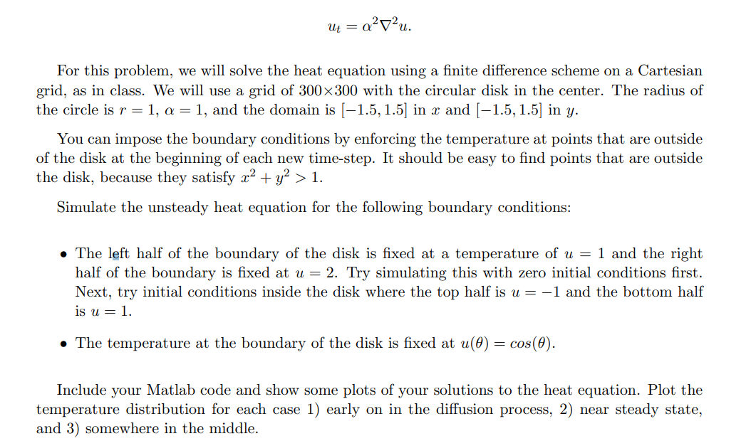 Now, compute the solution to the 2D heat equation on | Chegg.com