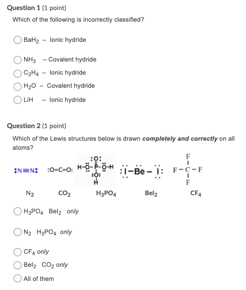 Solved Question 1 1 point Which of the following is Chegg