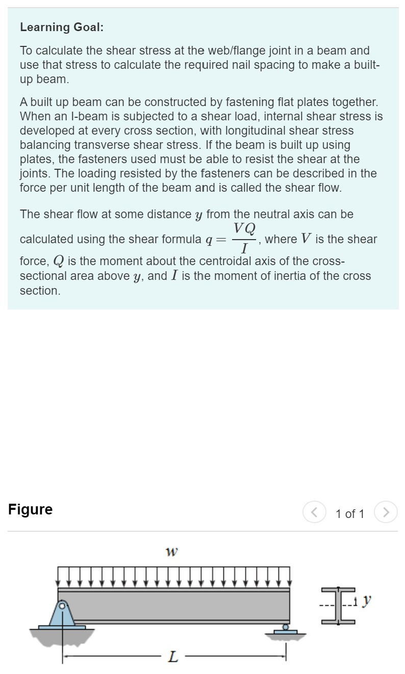 Solved Learning Goal: To calculate the shear stress at the | Chegg.com