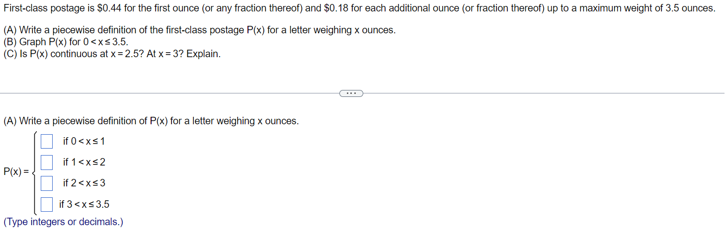 Solved First class postage is 0.44 for the first ounce or