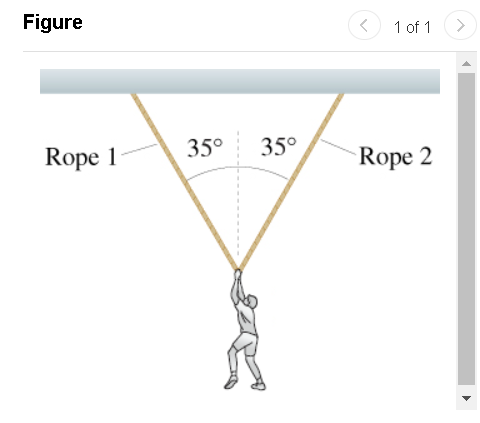 Solved A 85 kg person hangs by two ropes as shown in (Figure | Chegg.com