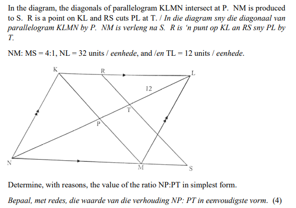 Solved In the diagram, the diagonals of parallelogram KLMN | Chegg.com