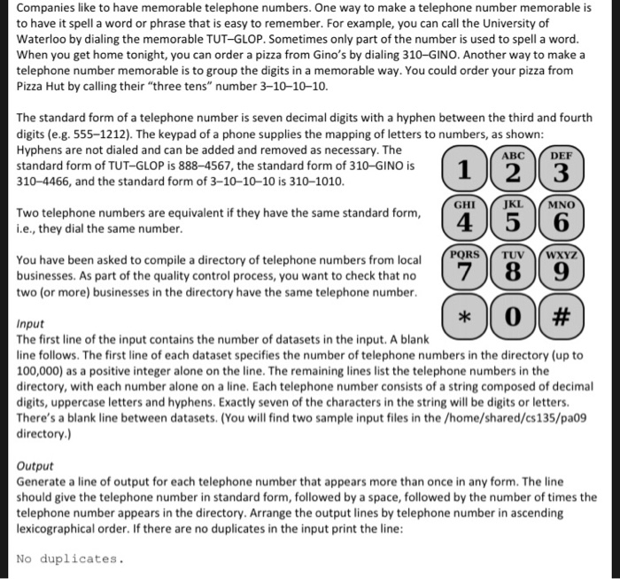 Solved Companies like to have memorable telephone numbers.  Chegg.com