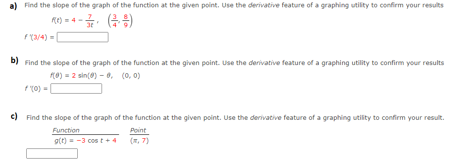 slope of graph at given point calculator