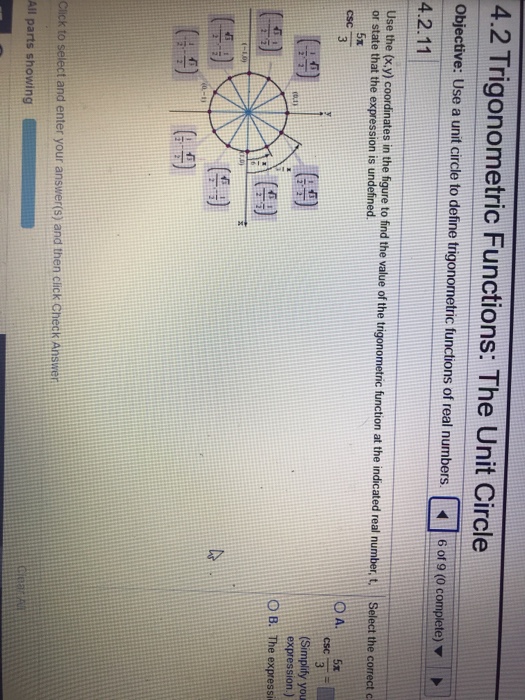 Solved 4.2 Trigonometric Functions: The Unit Circle | Chegg.com