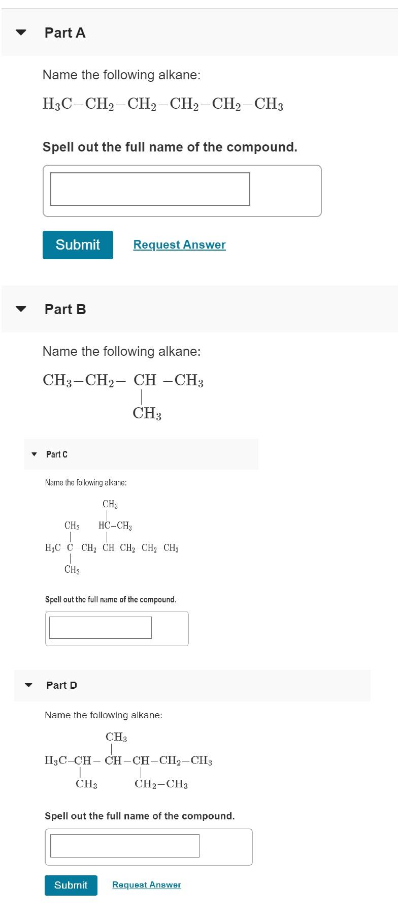 Solved Part A Name the following alkane: | Chegg.com