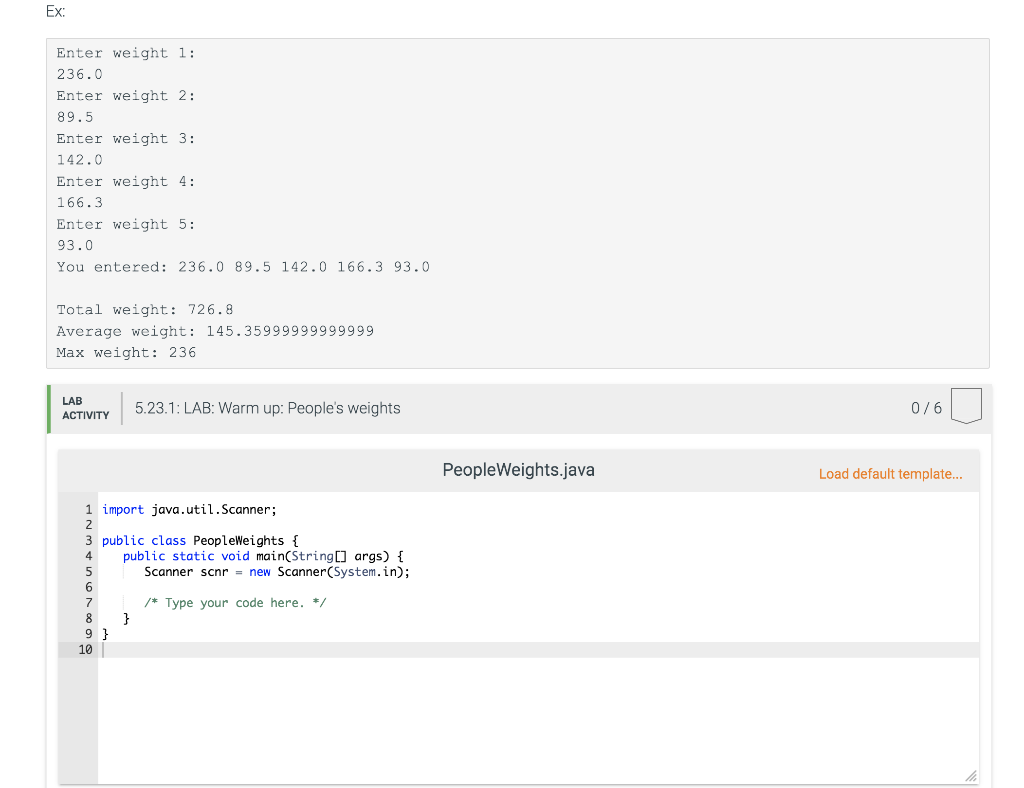 Solved: 5.23 LAB: Warm Up: People's Weights (1) Prompt The... | Chegg.com