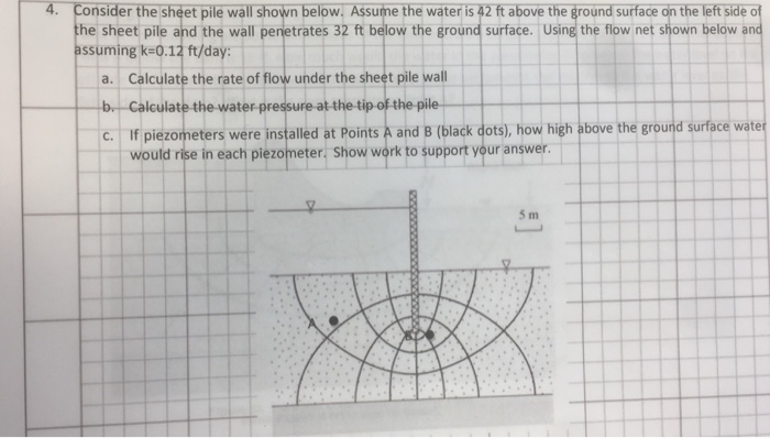 Solved 4. Consider the sheet pile wall shown below, Assume | Chegg.com