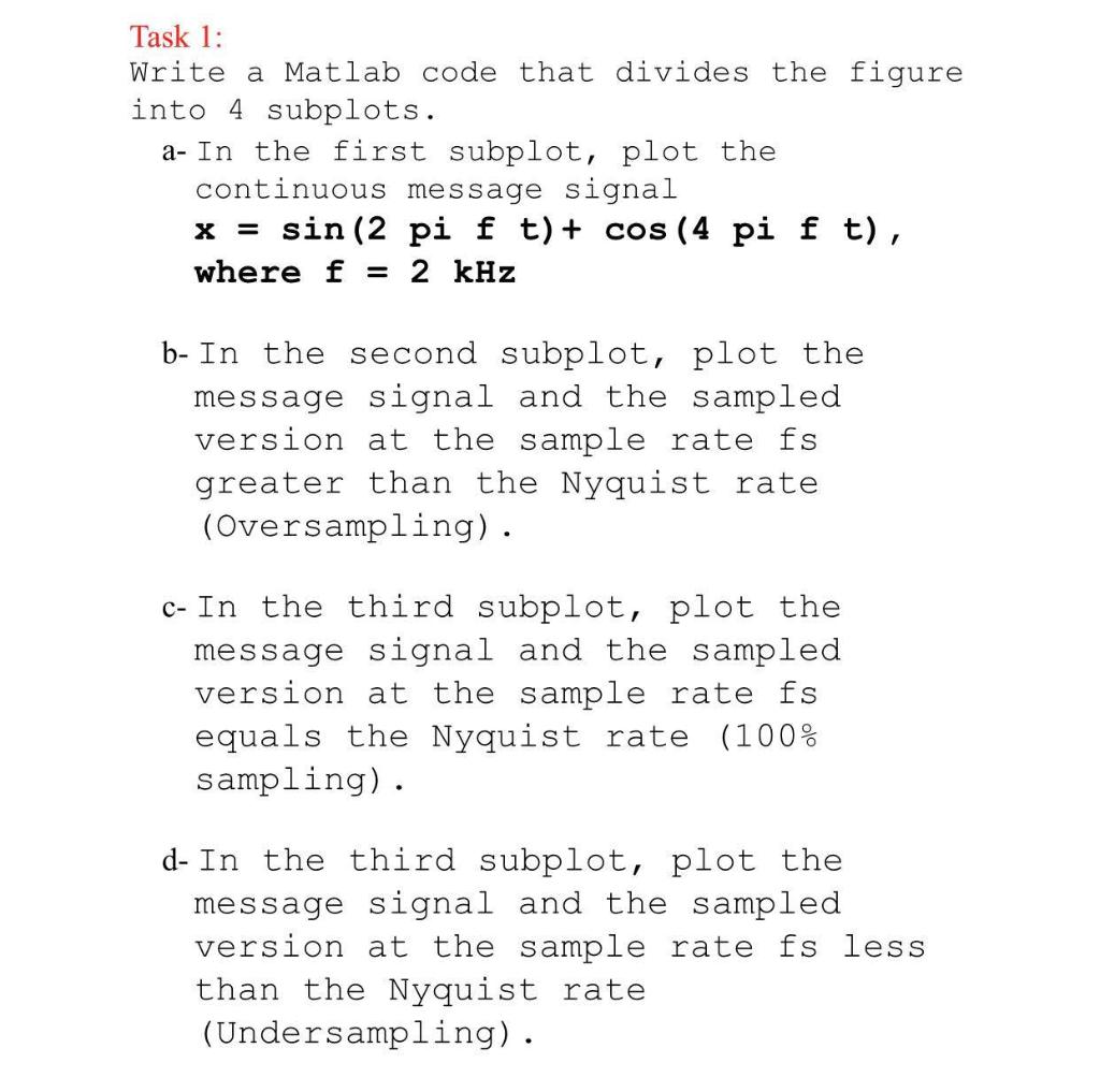 Solved Task 1: Write a Matlab code that divides the figure | Chegg.com