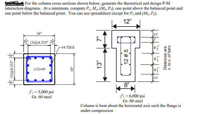 Solved For the column cross sections shown below, generate | Chegg.com