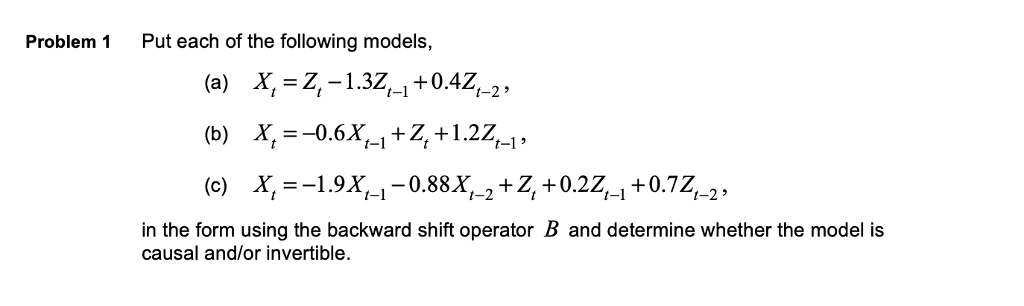 Solved Problem 1 Put each of the following models, (a) X1 | Chegg.com