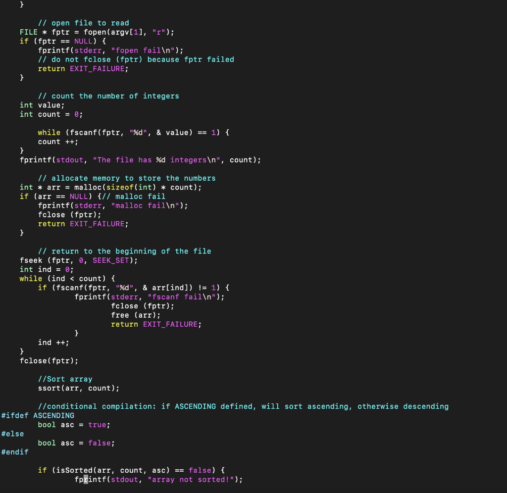 Solved Your task is to implement ssort function in sort.c so | Chegg.com