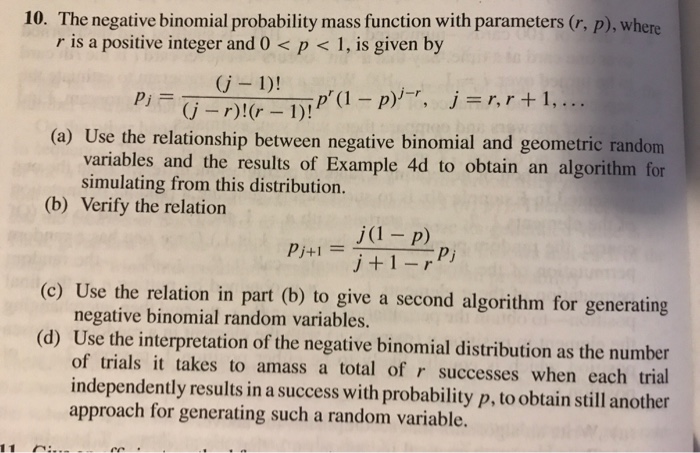 10. The negative binomial probability mass function | Chegg.com