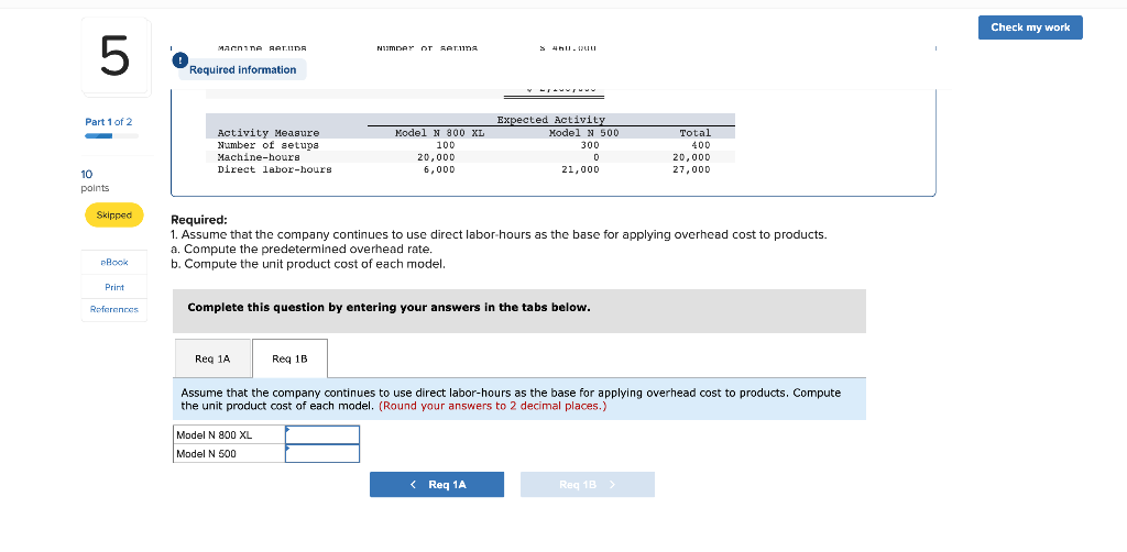 Solved Check my work 5 Part 1 of 2 Required information {The | Chegg.com