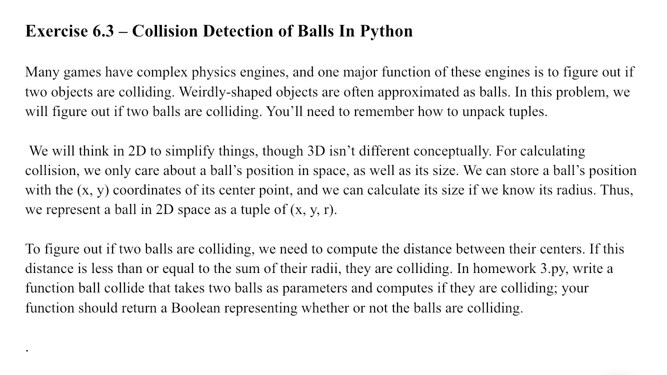 Answered: Exercise 6.3 – Collision Detection of Balls In