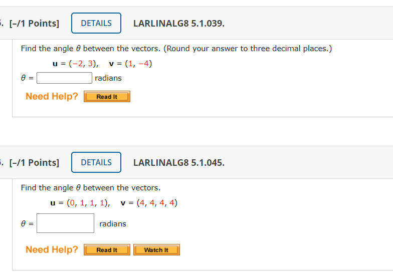 Solved . [-/1 Points] DETAILS LARLINALG8 5.1.039. Find The | Chegg.com