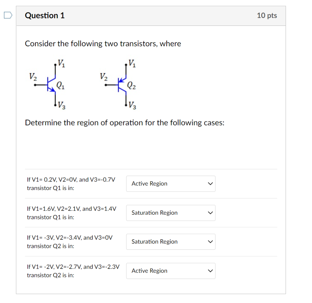 Solved Consider the following two transistors, where | Chegg.com