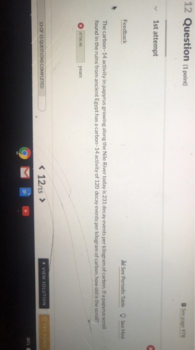Solved 12 Question (1 point) 1st attempt Feedback l See | Chegg.com