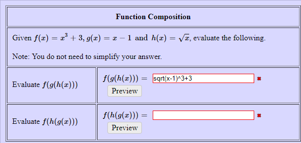 Solved Function Composition Given f(x) 3, g(x)1 and h( x) | Chegg.com