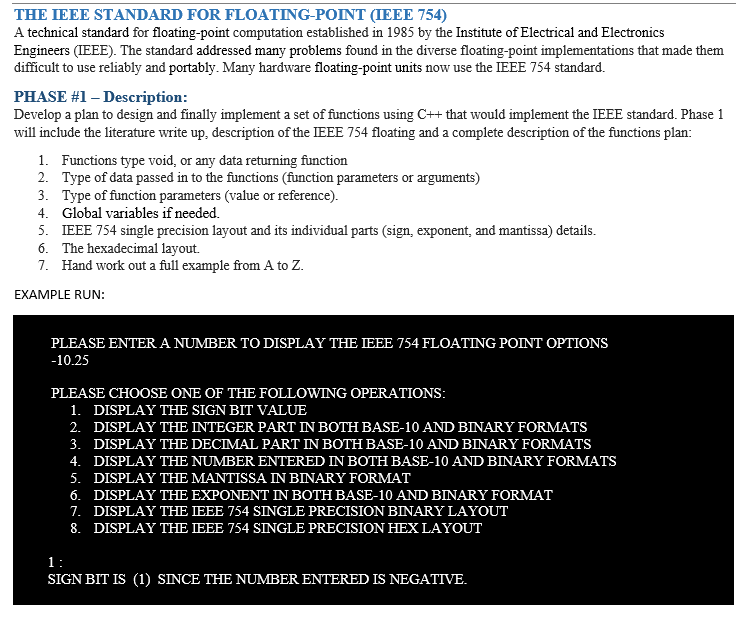 THE IEEE STANDARD FOR FLOATING-POINT (IEEE 754) A | Chegg.com