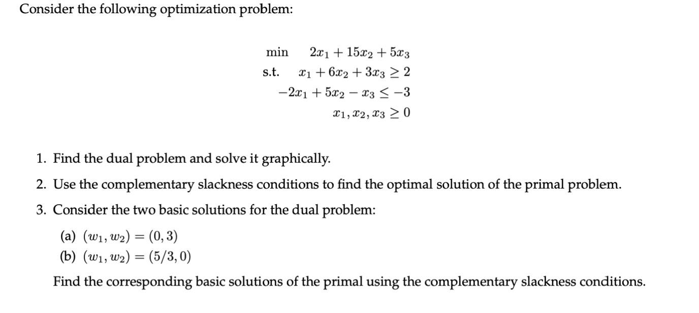 Solved Consider The Following Optimization Problem: | Chegg.com