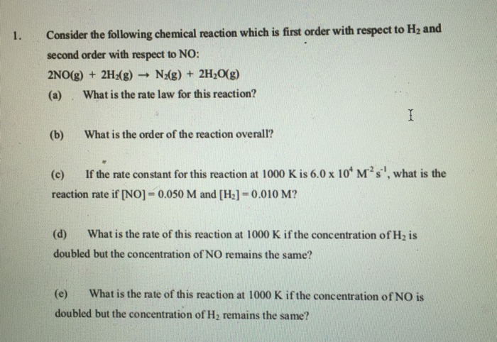 Solved 1. Consider the following chemical reaction which is | Chegg.com