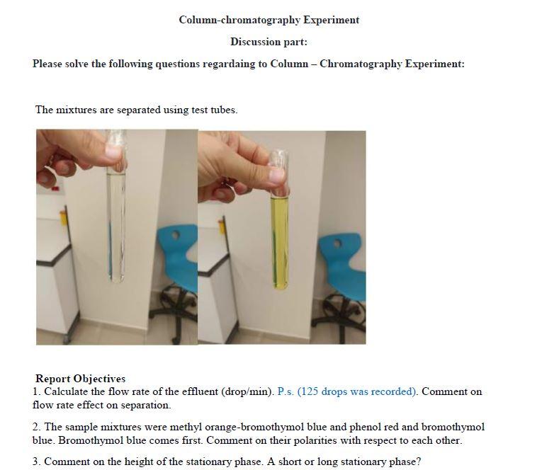 column chromatography experiment discussion