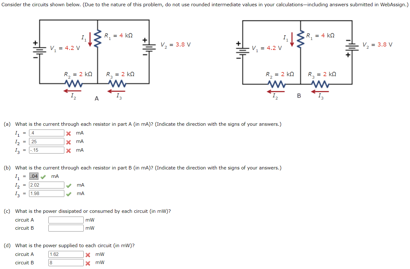 Solved (a) What is the current through each resistor in part | Chegg.com