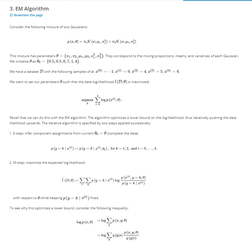 3 Em Algorithm Bookmark This Page Consider The Fo Chegg Com