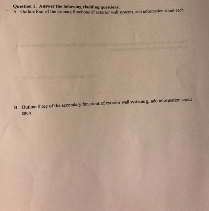 Solved Answer the following cladding questions: A. outline | Chegg.com