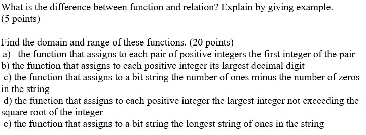 Solved What is the difference between function and relation? | Chegg.com