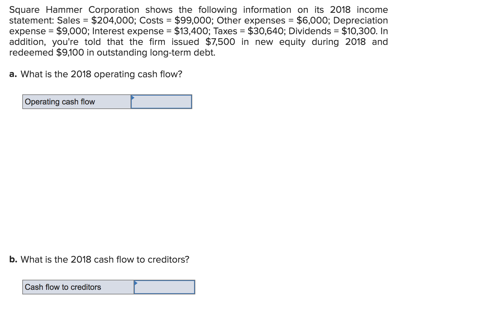 Solved Square Hammer Corporation shows the following | Chegg.com