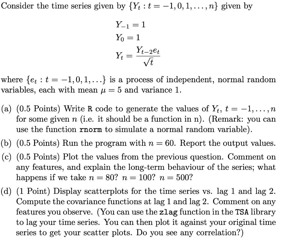 Consider the time series given by {Y{ :t= -1,0, 1, | Chegg.com