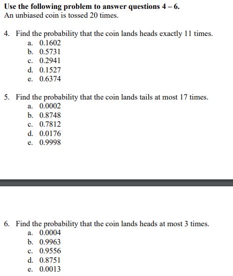 Solved Use The Following Problem To Answer Questions 4−6. An | Chegg.com