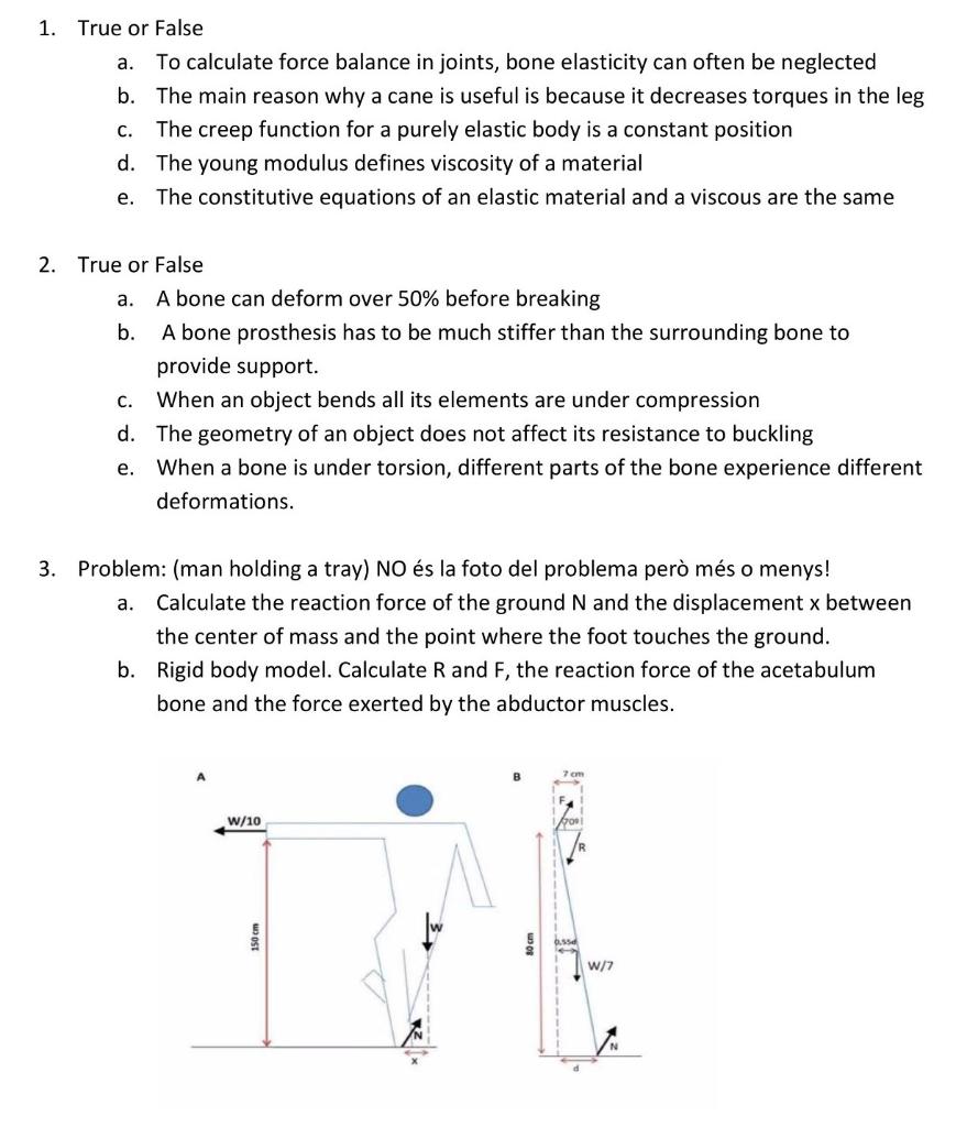 Solved 1. True or False a. To calculate force balance in | Chegg.com