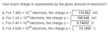Solved How much charge is represented by the given amount of | Chegg.com